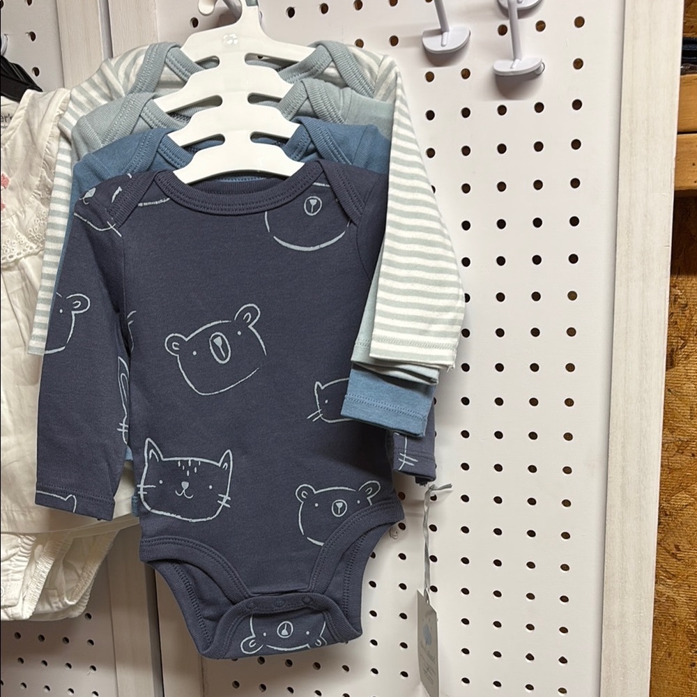 70. Navy Blue Baby Bodysuit with Animal Print